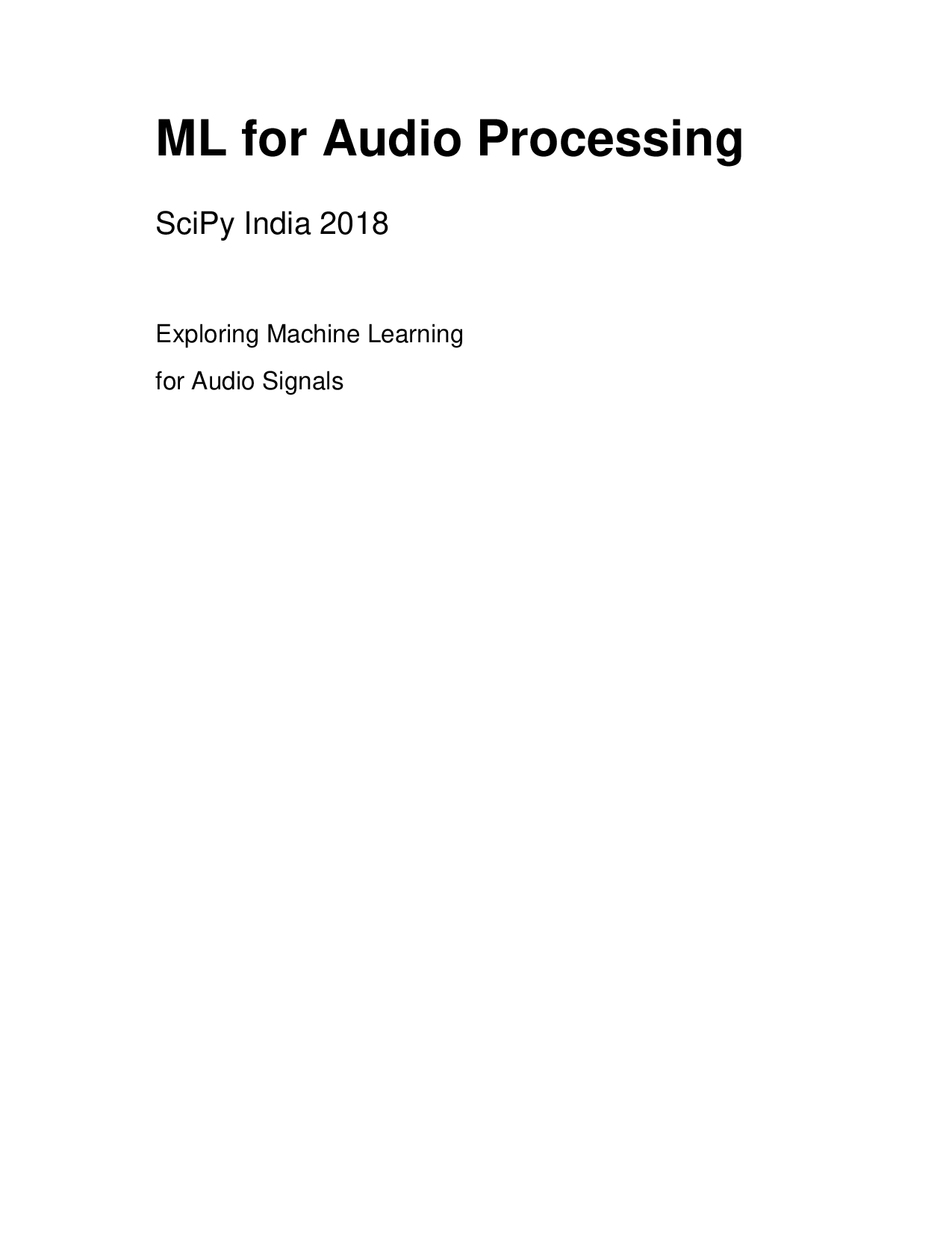 Machine Learning for Audio Processing